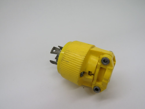 Pass & Seymour L1730P Old Style Yellow Turnlok Plug 30A 600V 4W 3P USED