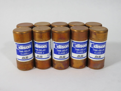 Edison JDL50 Time-Delay Fuse 50A 600V 10-Pack NEW
