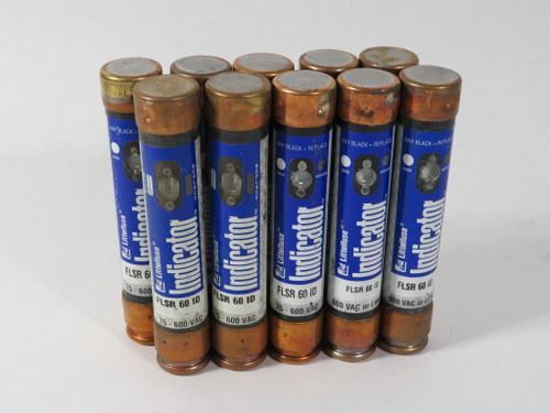 Littelfuse FLSR-60-ID Dual-Element Time-Delay Fuse 60A 600V Lot of 10 USED