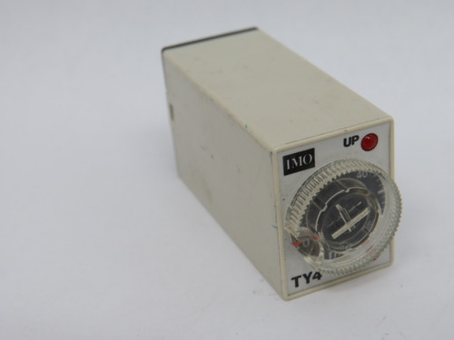 IMO TY4-24AC On-Delay Timer 24VAC 0.1Sec-100Hrs 3A 240VAC 14-Blade USED
