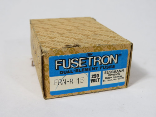Bussmann Fusetron FRN-R-15 Time-Delay Fuse 15A 250V 10-Pack SEALED NEW