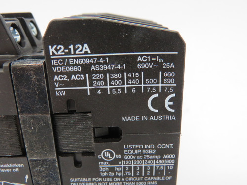 Benedikt & Jager K2-12A00-22-110 Contactor 110V 50Hz 110-120V 60Hz NOP