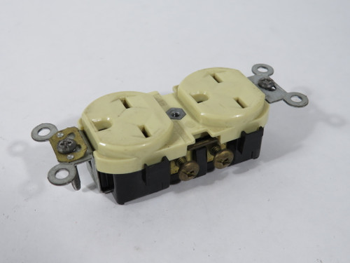 Leviton 5028-I Duplex Receptacle 15A 250V 3W 2P NEMA 6-15R Ivory USED