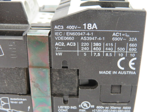 IMO MC18-S-10-180 Contactor 180-210V 50Hz 200-240V 60Hz 1NO 18A 400VAC 3P USED