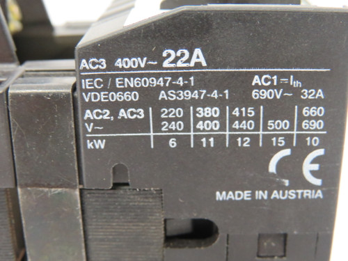 IMO MC22-S-10-400 Contactor 380-415V 50Hz 415-440V 60Hz 1NO 22A 400VAC USED
