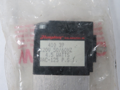 Humphrey 410391205060 4-Way Solenoid Valve 120V 50/60Hz 1/8" NPSF 125 psi NWB