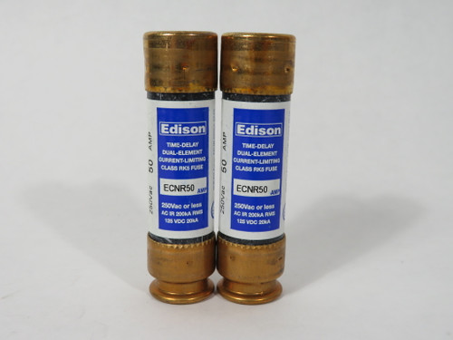 Edison ECNR50 Dual-Element Time-Delay Fuse 50A 250VAC 125VDC Lot of 2 NEW
