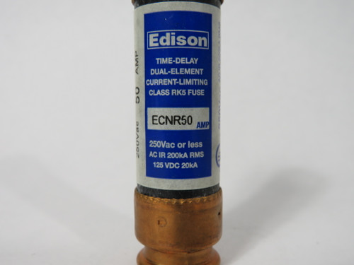 Edison ECNR50 Dual-Element Time-Delay Fuse 50A 250VAC 125VDC USED
