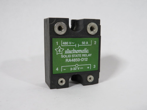 Electromatic RA4850-D12 Solid State Relay 480VAC 50A 3-32VDC NO SCREWS USED