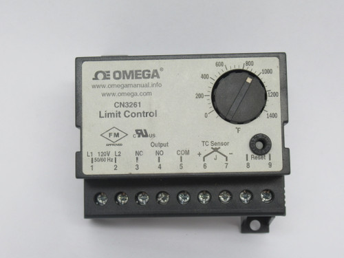 Omega CN3261-JF High Limit Temperature Controller 0-1400F 120V 50/60Hz USED