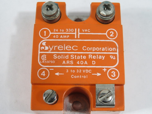 Syrelec ARS40AD Solid State Relay 24-330VAC 40A 3-32VDC USED