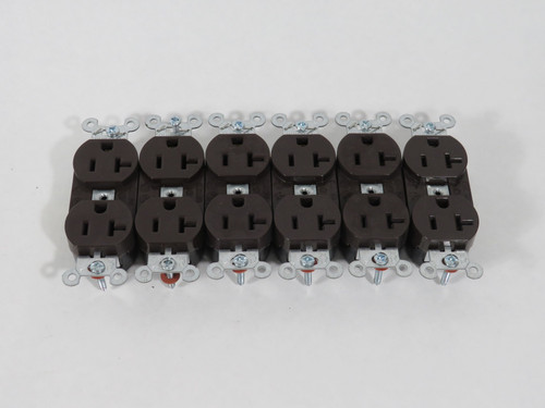 Hubbell CR5352 Duplex Receptacle 20A 125V 3W 2P 5-20R Brown Lot of 6 BOX DMG NEW