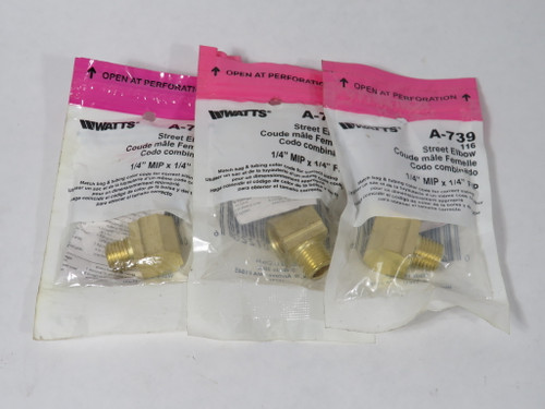 Watts A-739 Street Elbow Fitting 1/4" MIP 1/4" FIP Lot of 3 NWB