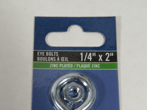 Hillman 601264 Zinc-Plated Eye Bolt 1/4" x 2" Lot of 4 NEW
