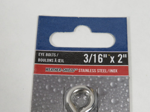 Hillman 601307 Stainless Steel Eye Bolt 3/16" x 2" Lot of 4 NEW