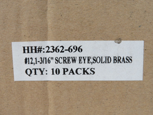 Builders Hardware 2362-696 Brass Screw Eye #12 10 Packs of 5 Each SEALED NEW