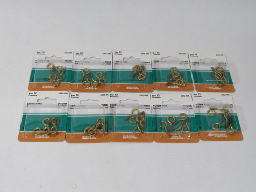 Builders Hardware 2362-696 Brass Screw Eye #12 10 Packs of 5 Each NEW