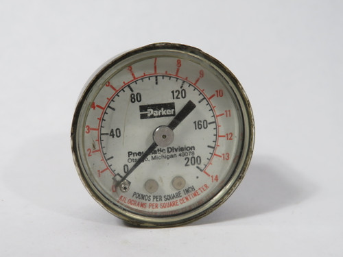 Parker Dry Pressure Gauge 0-200 psi 0-14 kg/cm2 1.5" D 1/8" CBM USED