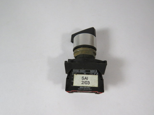 Allen-Bradley 800ES-HM22-3LX02 Selector Switch 2NC 2-Position USED