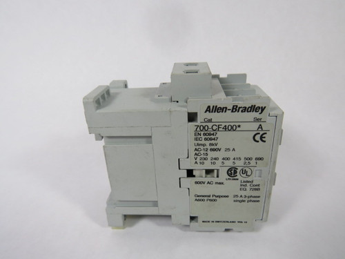 Allen-Bradley 700-CF400D Series A Relay 110/120V 50/60HZ AC-12 690V 25A USED