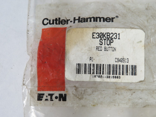 Cutler-Hammer Eaton E30KB231 Ser A1 Red STOP Push Button Cap DIRTY/HOLEY BAG NWB