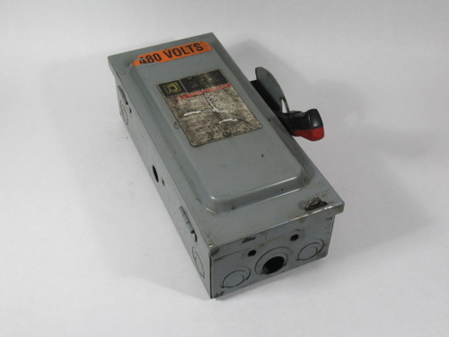 Square D H361 Heavy Duty Fusible Safety Switch 30A 600VAC 3-Pole 50/60Hz USED