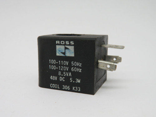 Ross 306K33166 Solenoid Coil 110/120V 50/60Hz 48VDC 8.5VA 5.3W USED