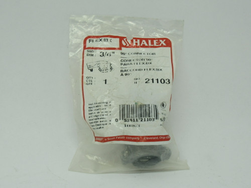 Halex 21103 90-Degree Connector 3/4" Para Flex/BX NWB