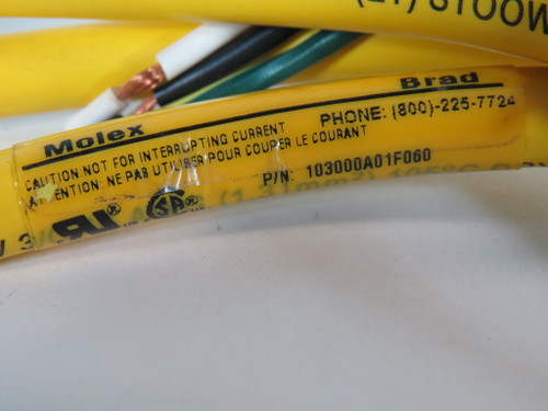 Brad Harrison 103000A01F060 3P Female Straight Cordset 6' SHELF WEAR/DIRT NOP