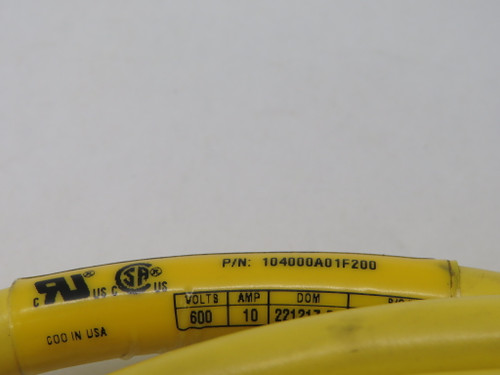 Brad Harrison 104000A01F200 4P Female Straight Cord Assy CUT 16.5' USED
