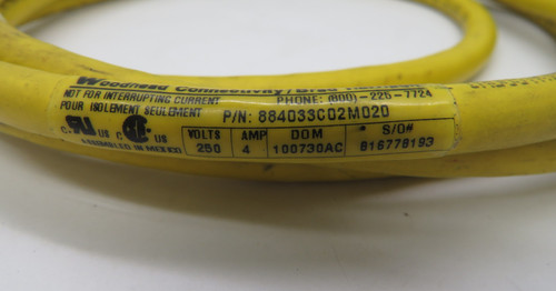 Brad Harrison 884033C02M020 90DEG Male/Female Cordset 4 Pole 4A 250V 2m USED