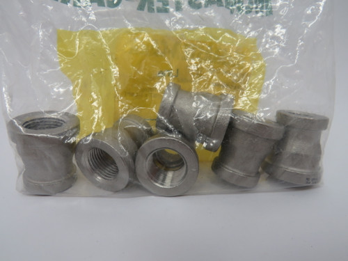 Generic Stainless Steel Threaded Straight Reducer Fitting 3/8 x 1/4 NPT 6-Pk NWB