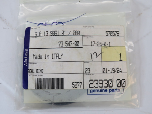 Alfa Laval 73-547-00 616-13-9061-01/200 Replacement Seal NWB