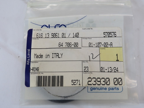 Alfa Laval 64-706-00 616-13-9061-01/140 Replacement O-Ring NWB