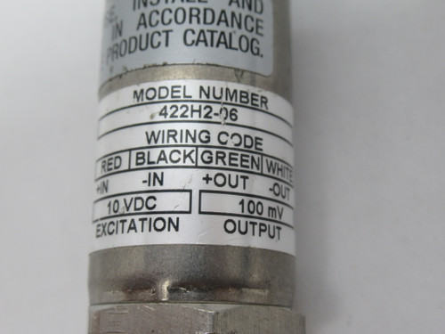 Barksdale 422H2-06 Pressure Transducer 100mV Output 0-200 psi Range USED