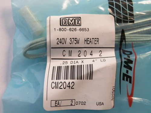 DME CM2042 Cartridge Heater 240V 374W .25" Diameter 4" LG 2-Pack NWB
