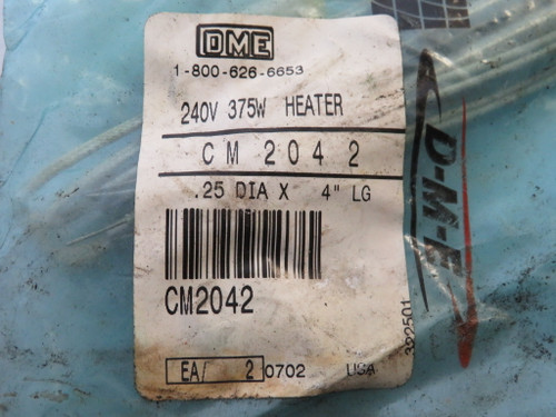 DME CM2042 Cartridge Heater 240V 374W .25" Diameter 4" LG 2-Pack DIRTY BAG NWB