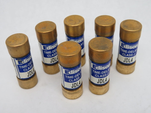 Edison JDL4 Time Delay Fuse 4A 600V Lot of 7 BOX DAMAGE NEW