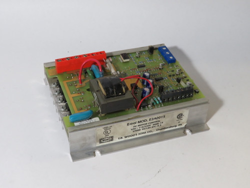 TB Wood's E2A0015 DC Speed Control 115/230V 15 IRMS 90/180 VARM 8.3 IDC USED