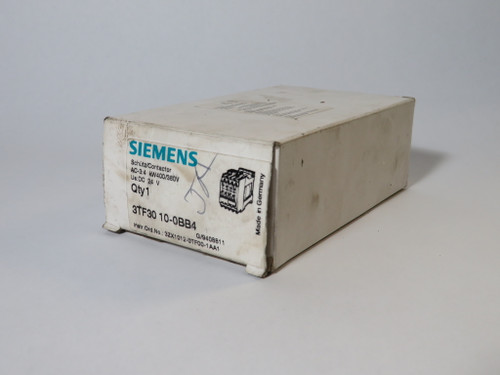 Siemens 3TF3010-0BB4 Contactor 9A 24VDC 3P 1NO NEW