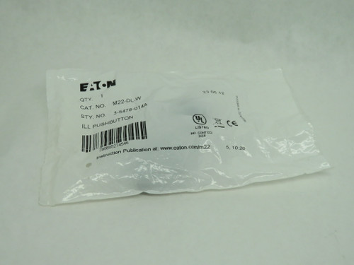 Eaton M22-DL-W Flush Momentary Push Button 22.5mm White Cap NWB