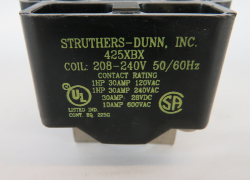 Struthers-Dunn 425XBX Electromagnetic Relay 208-240V 50/60Hz 1HP 30A USED