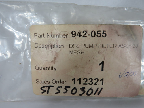 Hot Melt 942-055 DFS Pump Filter Assembly 20 Mesh NWB