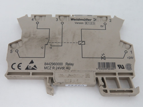 Weidmuller MCZ-R-24VDC-5UAU 8442960000 Relay Block 24VDC 6A Green LED USED