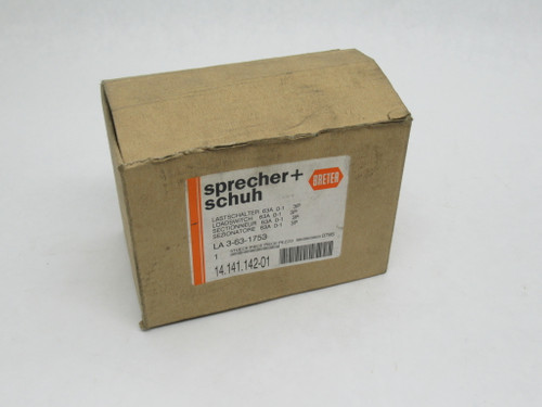 Sprecher + Schuh LA3-63-1753 Disconnect Switch 63A 600V 3-Pole SHELF WEAR NEW
