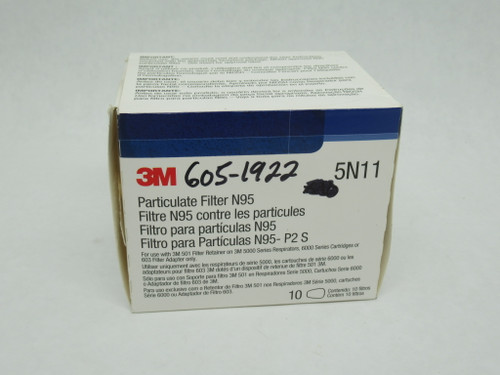 3M 5N11 Bayonet Polyester Particulate Filter N95 *LOT OF 2* NEW