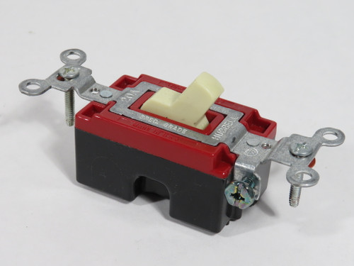 Hubbell CS120I Commercial Toggle Switch 20A 120-277V 1-Pole Side-Wired Ivory NOP