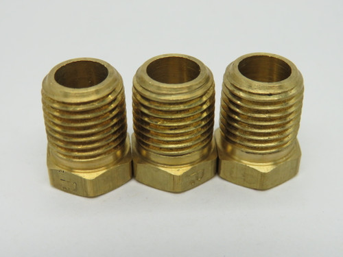 Parker 209P-4-2 Brass Hex Bushing 1/4" Male NPT x 1/8" Female NPT Lot of 3 NOP