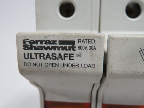 Ferraz Shawmut US3J2I Fuse Holder 30A 600V 2-Pole USED
