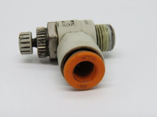 SMC AS2201F-01-07S Speed Controller Elbow R1/8" Thread 1/4" Tubing OD USED
